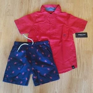 New Kenneth Cole New York Button-Down Shirt + Kenneth Cole Shorts Size 4T